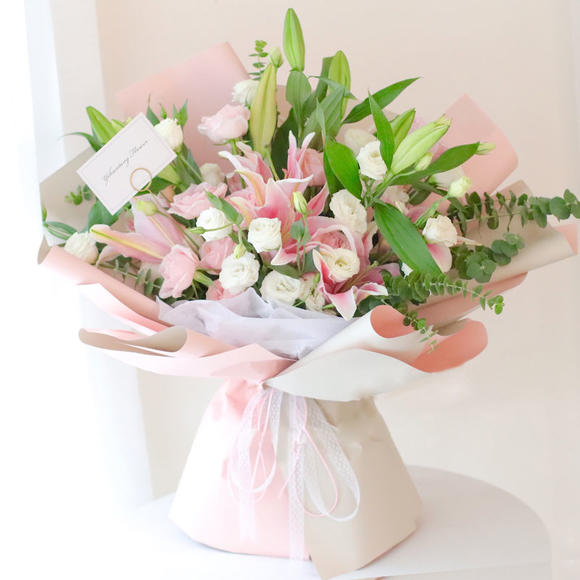 康乃馨玫瑰百合混搭花束送妈妈长辈老师朋友女神节生日祝福探望慰问