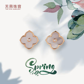 18K镶白贝母耳钉