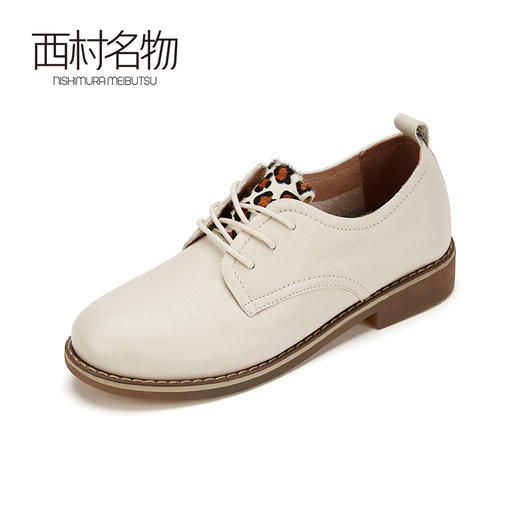 西村名物2020春季新款小皮鞋女复古英伦风布洛克鞋圆头单鞋T29CM34051 商品图3