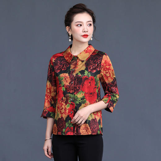 MQ-1806-202夏装新款中袖妈妈装真丝衬衫XCX 商品图2
