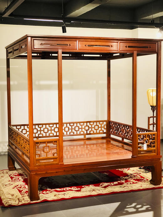 红桥红 家具严选  缅甸花梨(大果紫檀）  【十字纹六柱架子床】 商品图2
