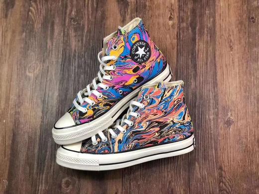 全新配色 Converse Chuck 70 Hi 油画风 朋克 黄蓝鸳鸯 彩绘 撞色 拼接 休闲鞋 联名 1970S经典鞋身鞋垫 商品图4