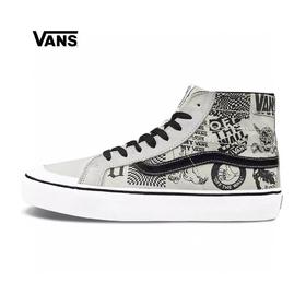 万斯Vans SK8-Hi 138 Decon Checker Canvas鲜美系列半月包头高帮帆布休闲运动板鞋“复古米白灰黑涂鸦” 官方货号VN0A3MV1XGL
