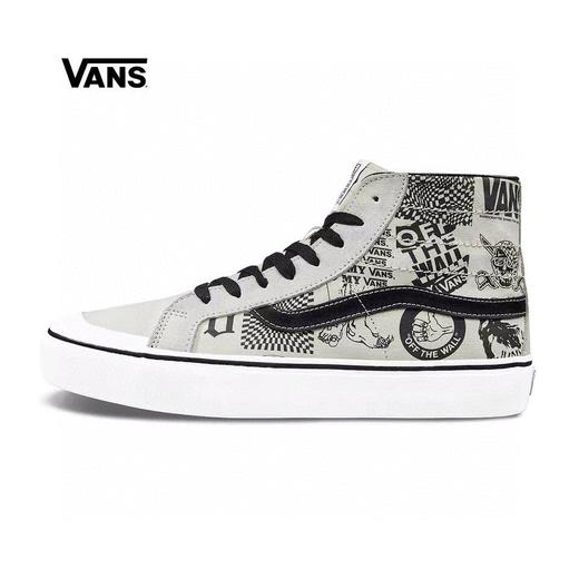 万斯Vans SK8-Hi 138 Decon Checker Canvas鲜美系列半月包头高帮帆布休闲运动板鞋“复古米白灰黑涂鸦” 官方货号VN0A3MV1XGL 商品图0