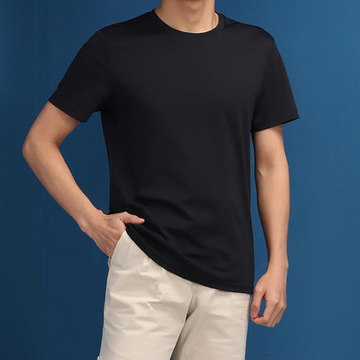百搭纯色高级圆领T恤 商品图3