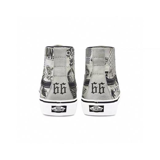 万斯Vans SK8-Hi 138 Decon Checker Canvas鲜美系列半月包头高帮帆布休闲运动板鞋“复古米白灰黑涂鸦” 官方货号VN0A3MV1XGL 商品图5