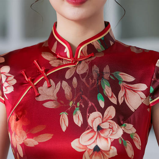 上海旗袍厂TZRY-C2011高端唯美复古潮流红色惊艳礼服旗袍 商品图2
