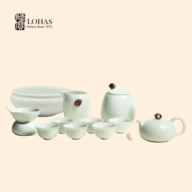 【彼达思】陆宝陶瓷茶具泉石印象茶组-青瓷冰裂一壶六杯