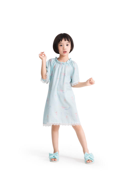 KFH723 女童莱赛尔海洋短袖家居连衣裙 商品图0
