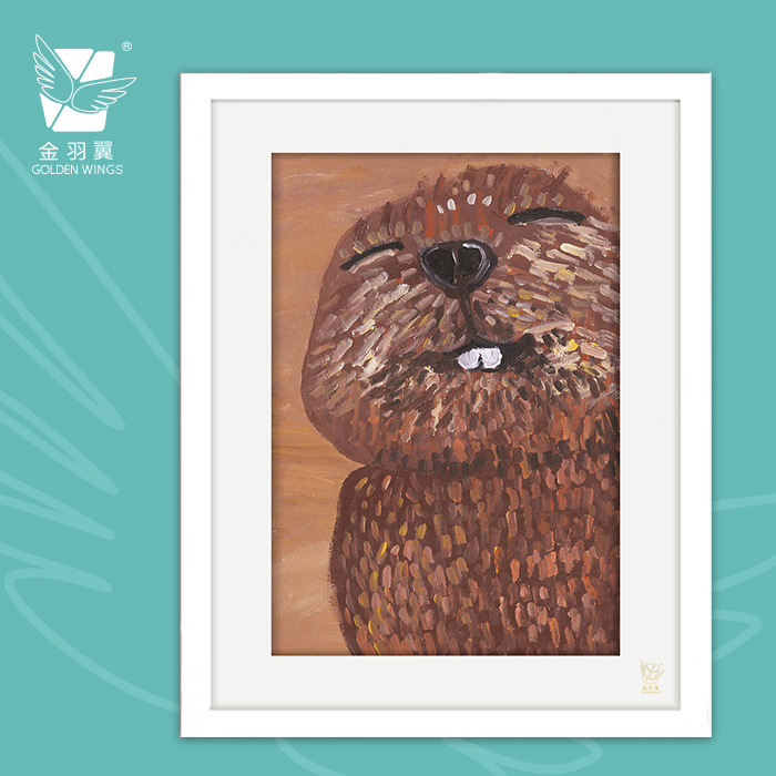 装饰画《笑要露齿》 金羽翼残障小艺术家手绘作品 复制画