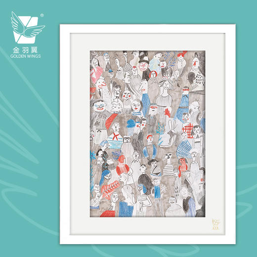 装饰画《人潮人海》 金羽翼残障小艺术家手绘作品 复制画 商品图0