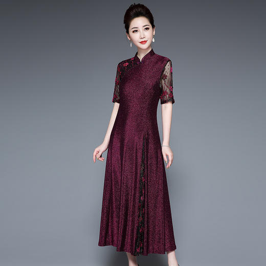 YZL-227宴会礼服复古立领连衣裙 商品图1