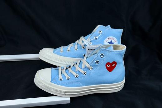 今夏必入！ CDGxConverse全新配色联名款! 川久保玲CDG PLAY与匡威合作打造的Chuck Taylor AllStar 70 Hi联名系列再度合作，，粉红天蓝青绿色 商品图4