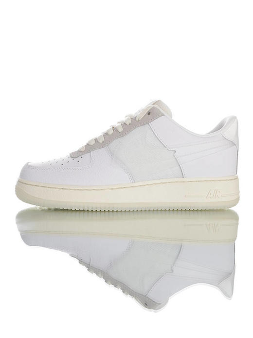 耐克Nike Air Force 1'07 LV8 DNA 硬质头层荔枝纹皮革鞋面 内置全掌AirSole气垫 透明钩子 空军一号 白米灰加大透明钩子配色 商品图0