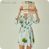 睡袍小鸟印花系带晨袍SANGLUO桑罗和服领桑蚕丝睡衣女家居服 商品缩略图0