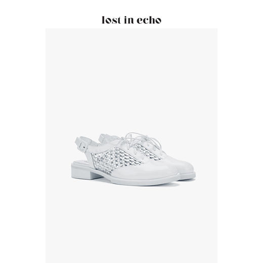 lost in echo设计师女鞋 镂空拼皮后绊带牛津鞋 白色时尚通勤 商品图1