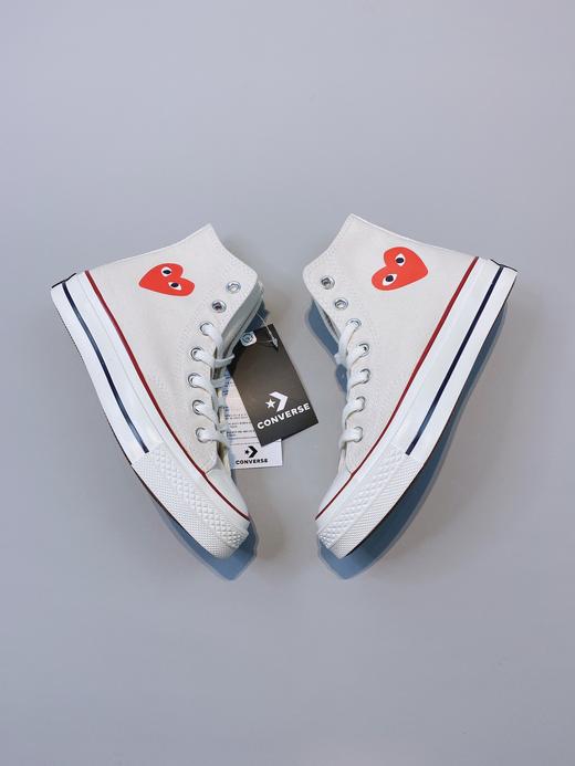 第三代川久保玲小爱心Chuck 70火爆来袭 CDG PLAY x Converse匡威1970s川久保玲小眼睛联名三星标帆布鞋  黑色型号:167804C 米白型号:167805C 商品图4
