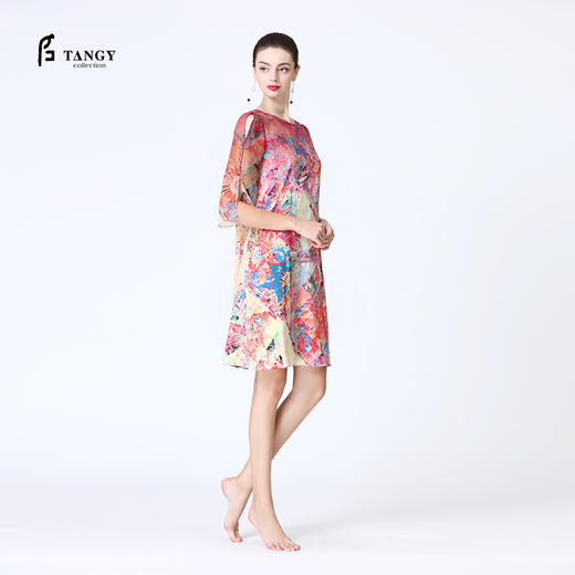 TANGY Collection天意提花桑波缎吊染露肩连衣裙 商品图0