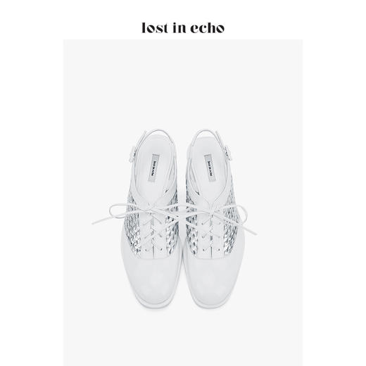 lost in echo设计师女鞋 镂空拼皮后绊带牛津鞋 白色时尚通勤 商品图3