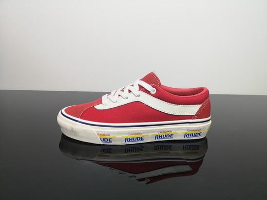 新款出货男女鞋真标高清洁硫化工艺#携手街头品牌RHUDE x Vans Bold Ni 经典复古大LOGO休闲运动硫化百搭板鞋“黑白黄加州车牌串标底”VN0A3WLPTHF  黑色 红色 商品图2