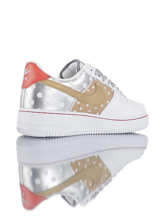 耐克 Nike Air Force 1 '07 Lv8 "Stars"  内置全掌air sole气垫 空军一号经典低帮运动板鞋 白金银满天星波点红尾 商品图2