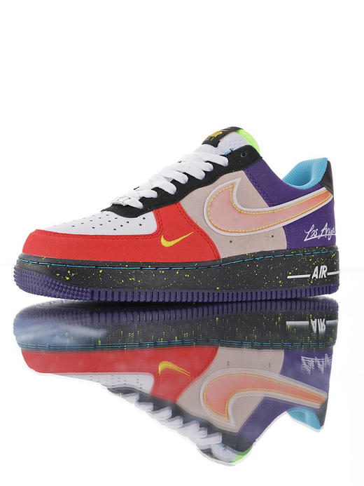 耐克 Nike Air Force 1"What The LA" 洛杉矶球队主题鞋款 原模具开发打造 硬质荔枝纹移膜革材质 内置全掌air sole气垫 洛杉矶彩虹拼接鸳鸯 商品图3
