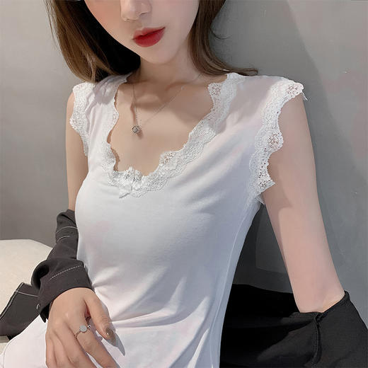 XY-992318新款修身显瘦莫代尔花边内搭后背蝴蝶吊带背心女WY 商品图5