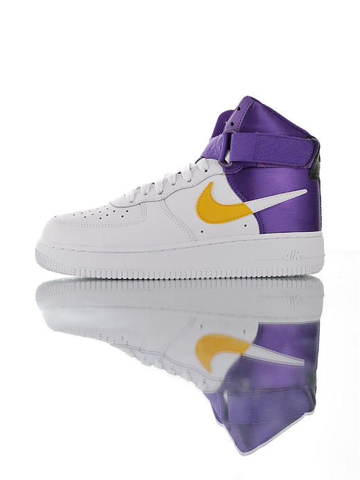 耐克 Nike Air Force 1 '07 NBA限定 采用硬质头层牛皮革 内置全掌air sole气垫 整型机台工艺后跟定型效果 空军一号低帮板鞋 皮革白黑夜蓝丝绸拼接钩 白黑丝绸拼接钩 商品图6