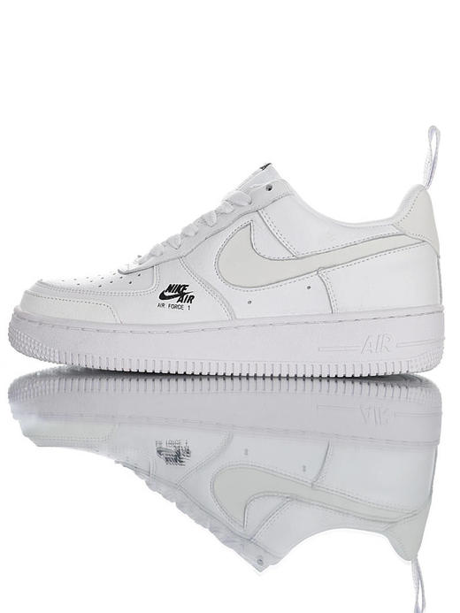 耐克 Nike Air Force 1 ´07 Low Premium 镂空钩子 荔枝纹牛移膜革 内置全掌air sole气垫 空军一号 皮革白黑3M钩配色 商品图0