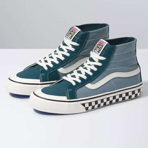 Vans ComfyCush Sk8-Hi  万斯男鞋 蓝色棋盘 时尚高帮休闲板鞋 潮流滑板鞋 高帮 低帮 黑灰 35至44(带半码)，货号BS30 商品图6