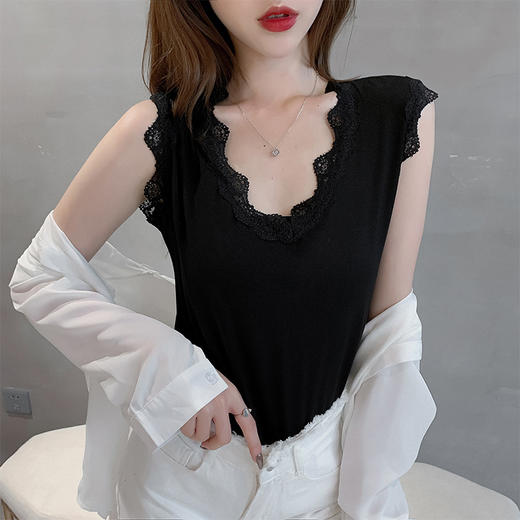 XY-992318新款修身显瘦莫代尔花边内搭后背蝴蝶吊带背心女WY 商品图4