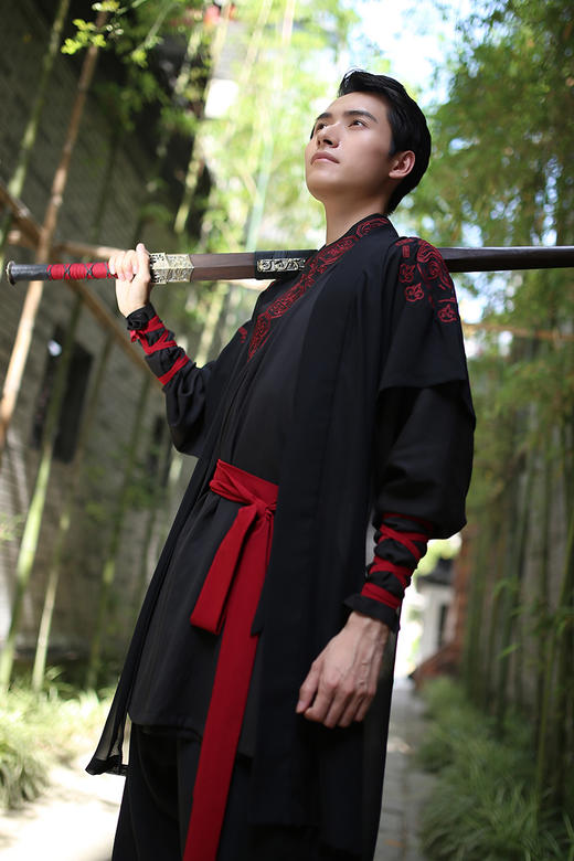 重回汉唐汉服男装怀楚原创中国风日常半臂短打裋褐上衣夏季非古装 商品图0