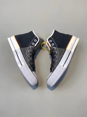 精致手工硫化组合，硅蓝PU中底，解构重组效果，匡威Converse Restructured Chuck 1970 High“White”高帮硫化休闲运动板鞋“拼接双鞋米白” 黑灰高167668C