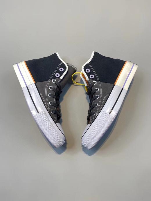 精致手工硫化组合，硅蓝PU中底，解构重组效果，匡威Converse Restructured Chuck 1970 High“White”高帮硫化休闲运动板鞋“拼接双鞋米白” 黑灰高167668C 商品图0