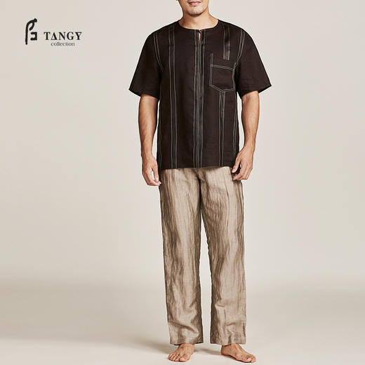 TANGY Collection天意莨绸亚麻短袖套衫 商品图0