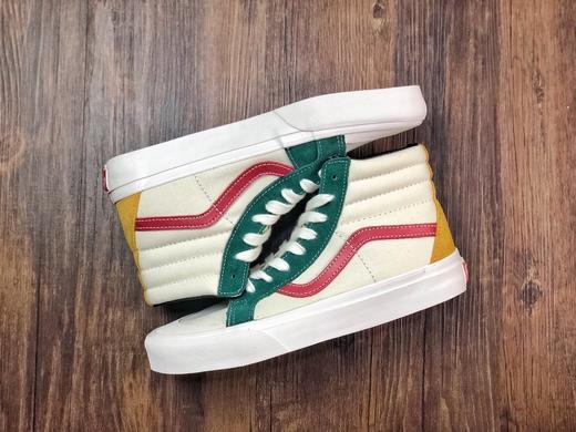Vans Vault OG Sk8-Hi  万斯 米白撞色高帮 真标硫化工艺 升级正确原装铝楦数据楦型 海外高端限定高端系列 老茱莉安硫化 红绿白三色撞色 VN0A38FWVZ0 商品图1