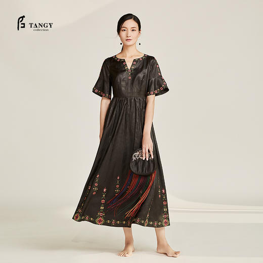 TANGY Collection天意莨绸重工绣花礼服裙 商品图0
