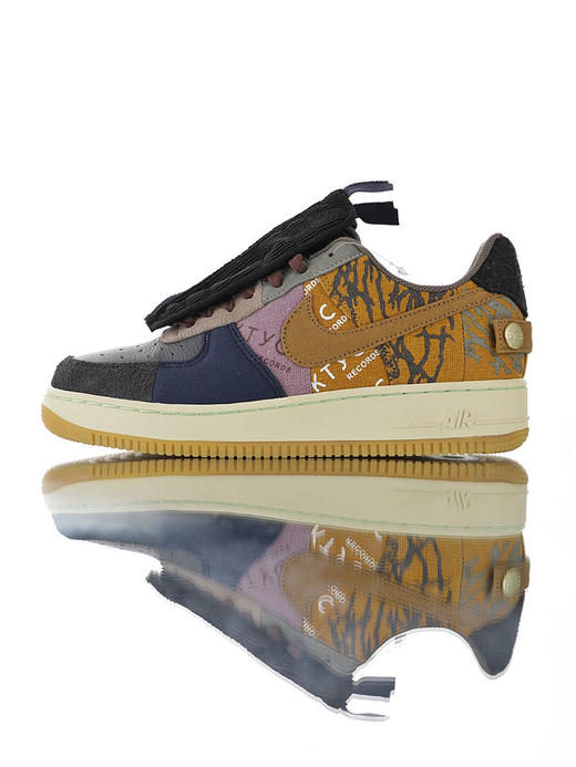 耐克Travis Scott X Nike Air Force 1 Low Zipper 斯科特联乘 多块原厂面料拼接 可拆卸设计拉链装置 空军一号 拼接棕黄夜蓝黑 商品图0