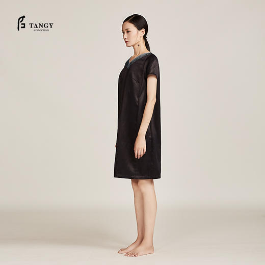 TANGY Collection天意莨绸柯纱V领连衣裙 商品图1
