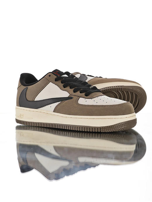 耐克Travis Scott x Nike Air Force 1 0'7 LV8 Low 倒勾倒钩空军一号板鞋 反钩深棕米白黑白黑反钩反‎钩‌橄榄绿米 商品图1