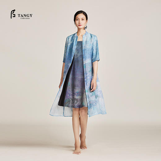 TANGY Collection天意丝麻乔其印花长衬衫 商品图2