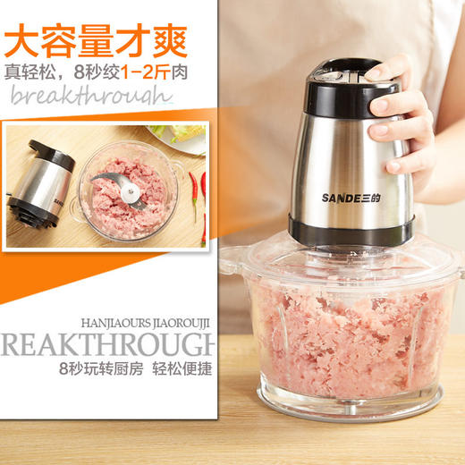 家用绞肉机 电动两升不锈钢小型绞馅打肉碎肉机 商品图5
