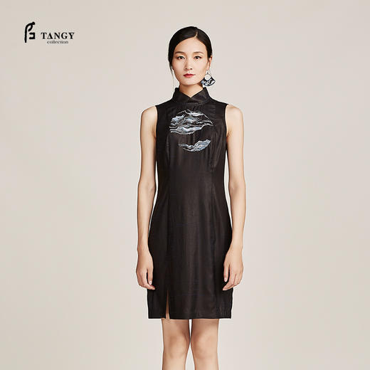 TANGY Collection天意弹力莨绣花无袖旗袍 商品图1