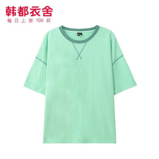 韩都衣舍2020夏装新款女装韩版宽松撞色短袖打底T恤MY1625甦0409 商品图4