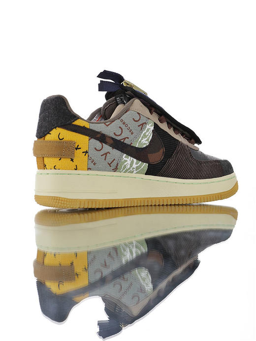 耐克Travis Scott X Nike Air Force 1 Low Zipper 斯科特联乘 多块原厂面料拼接 可拆卸设计拉链装置 空军一号 拼接棕黄夜蓝黑 商品图2