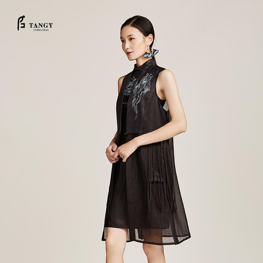TANGY Collection天意弹力莨绣花无袖旗袍 商品图2