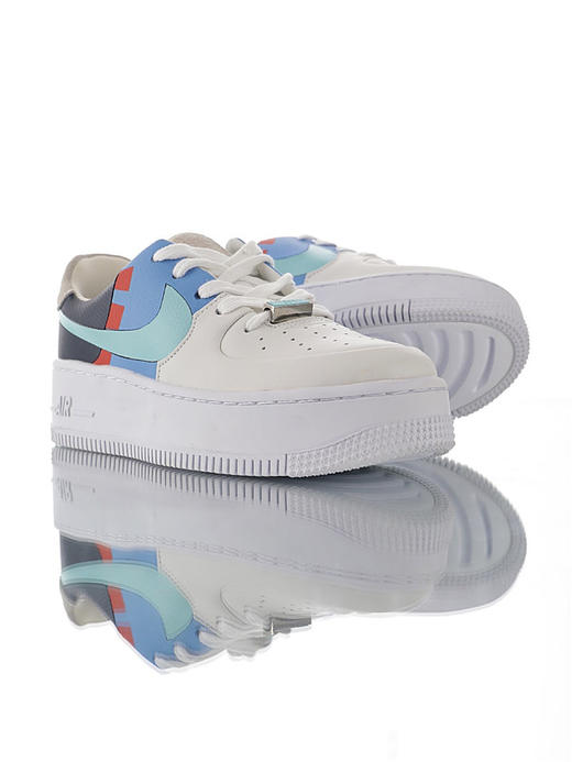 耐克Nike WMNS Air Force 1 Sage Low LX厚底松糕改版空军一号女神板鞋 皮革拼接灰深紫酒红粉 拼接米白浅兰深蓝月 商品图3