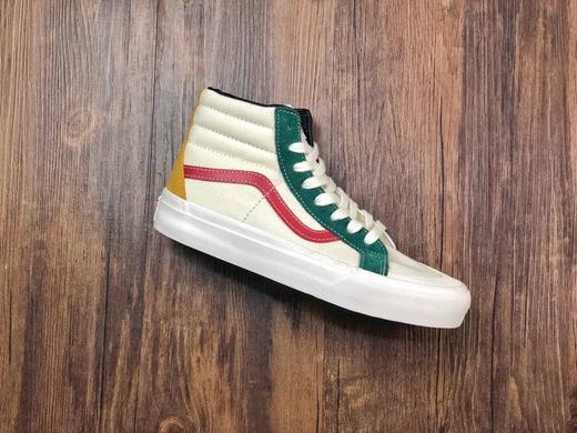 Vans Vault OG Sk8-Hi  万斯 米白撞色高帮 真标硫化工艺 升级正确原装铝楦数据楦型 海外高端限定高端系列 老茱莉安硫化 红绿白三色撞色 VN0A38FWVZ0 商品图3