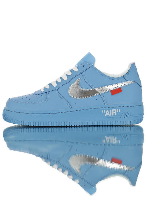 耐克Off-White x Nike Air Force 1'07 Virgil Abloh设计师联名款 空军一号低帮运动板鞋 OW大红银钩 北卡蓝银钩 米白银红 黑银 白银 商品图0