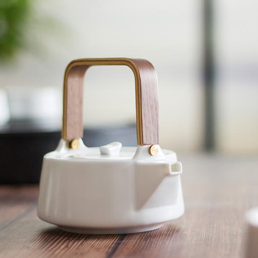 「镜花水月」高档茶具套装 陶瓷茶杯 乌金石茶盘 四合一套装 商品图2